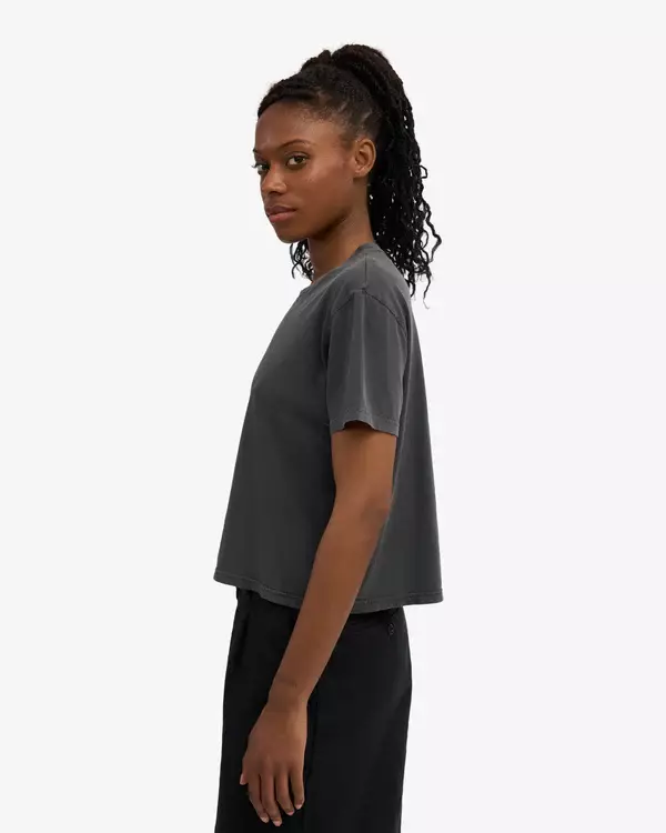 Colorful Standard Organic Boxy Crop T-Shirt Faded Black Damen T-Shirt schwarz